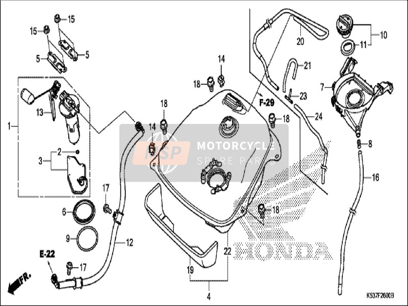 Honda SH300A 2019 Serbatoio di carburante per un 2019 Honda SH300A